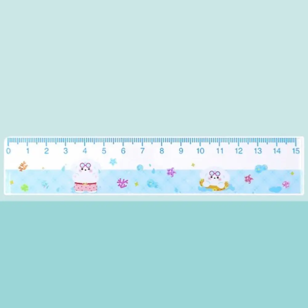 Useful 15cm Cartoon Pattern Ruler Cute Acrylic Transparent Straightedge Drawing Wear-resistant Straight Ruler Stationery