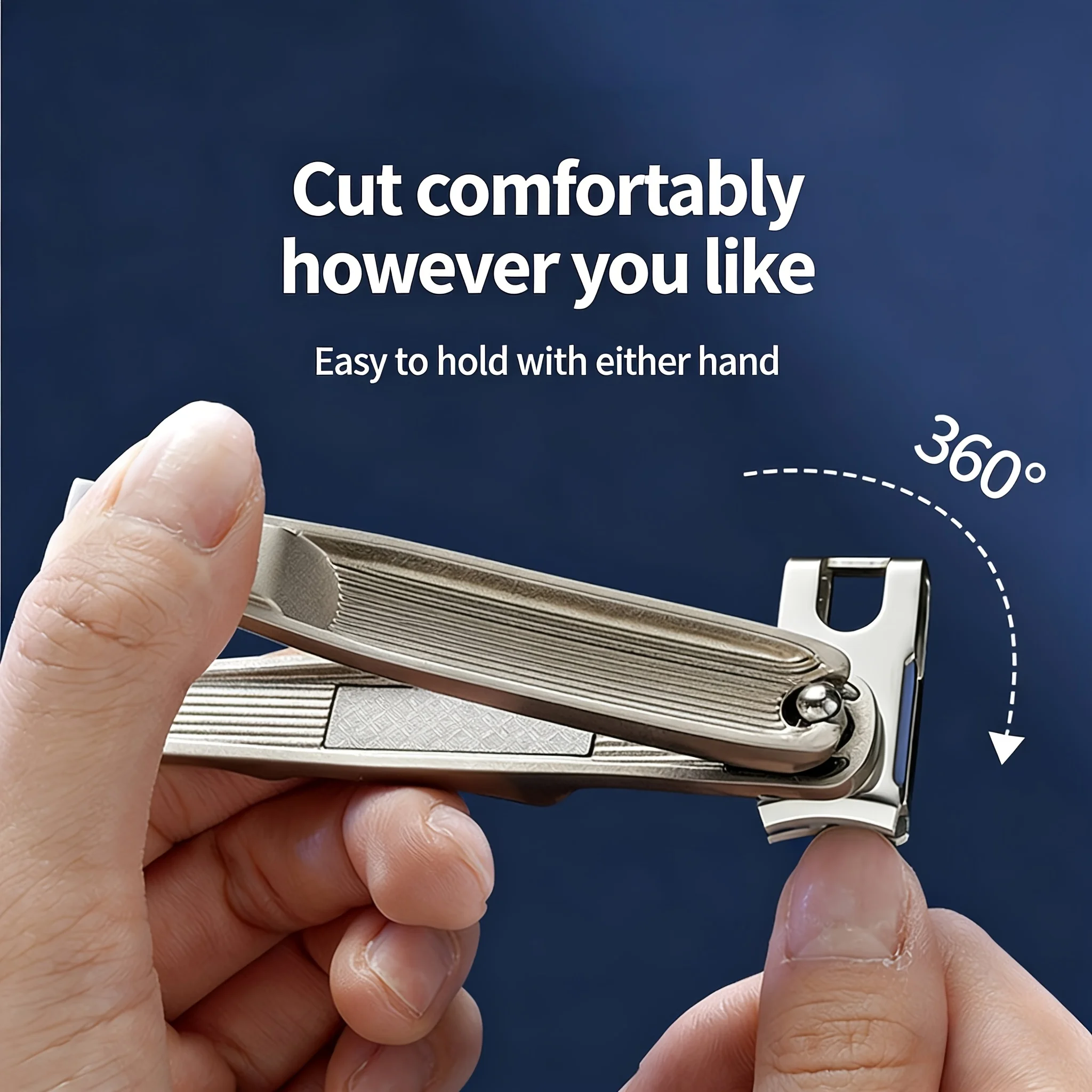 360° Rotation Stainless Steel Splash-Proof Nail Clippers Suitable for Thick/Hard Nails - Concave Trimmer with Debris Collection