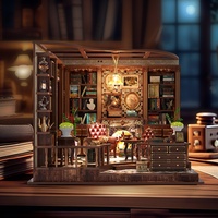 DIY Wooden Left Bank Study Room Cottage Figurines Miniatures Bookend Assembled Houses Casa for Friends Birthday Gifts Home Decor