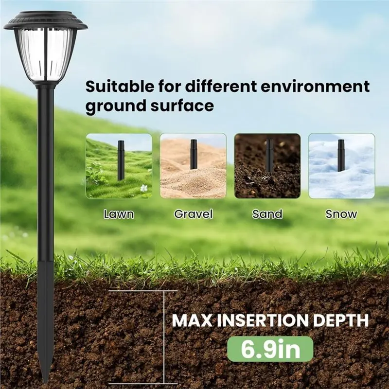 ABUN-8 Sets Flame Lamp Extension Kit For Solar Torches, Ground Stakes And Joint Connectors To Elevate Outdoor Lighting,