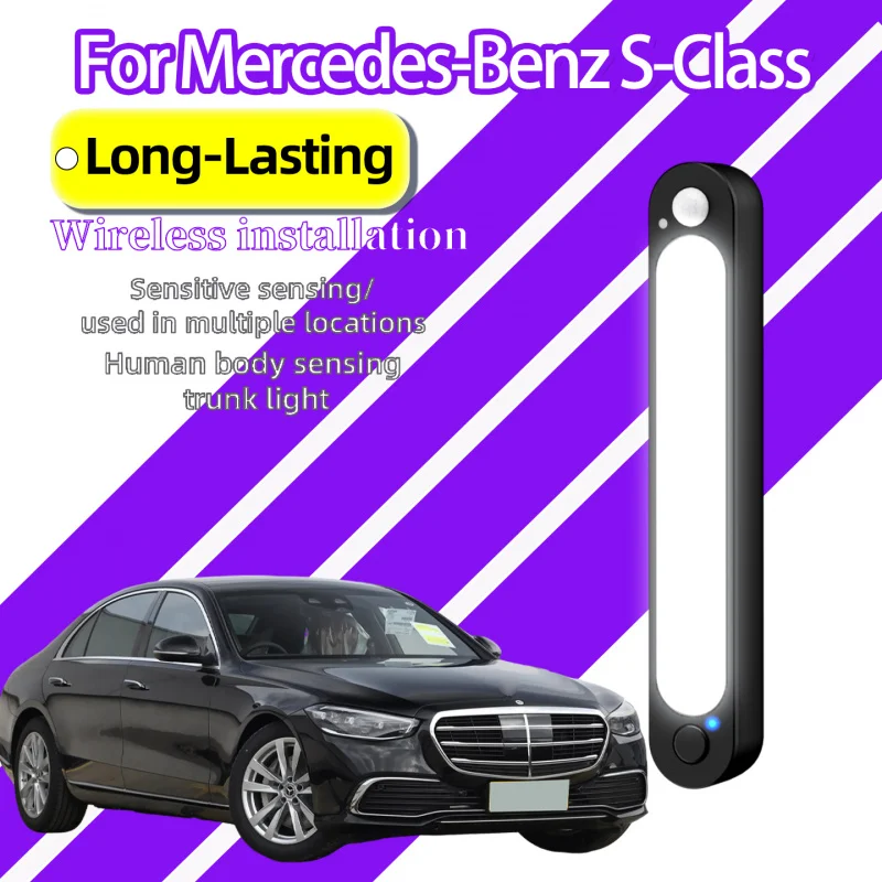 For Mercedes-Benz S-Class Magnetic Wireless Rechargeable Motion Sensor LED Trunk Light Rear Night Lamp