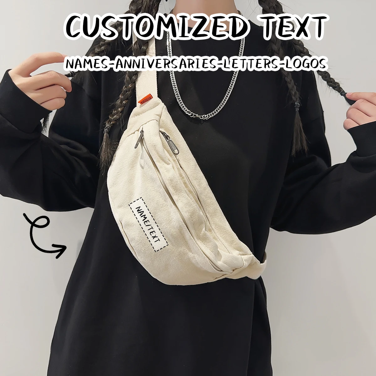 

Logo Customization Men's Canvas Waist Bag Men's Shoulder Bag Chest Bag Mobile Phone Waist Bag Women's Canvas Bag Crossbody Bag Exclusive DIY