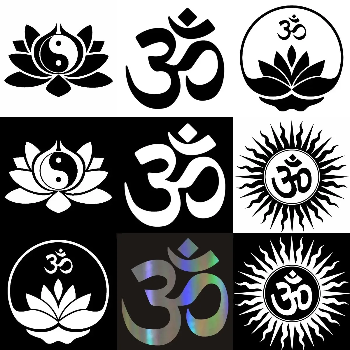 

Indian Buddhism Lotus Symbol Emblem Stickers for Car Bumper Wall Room Truck Bicycle Off-road Table Fridge Decal Accessories