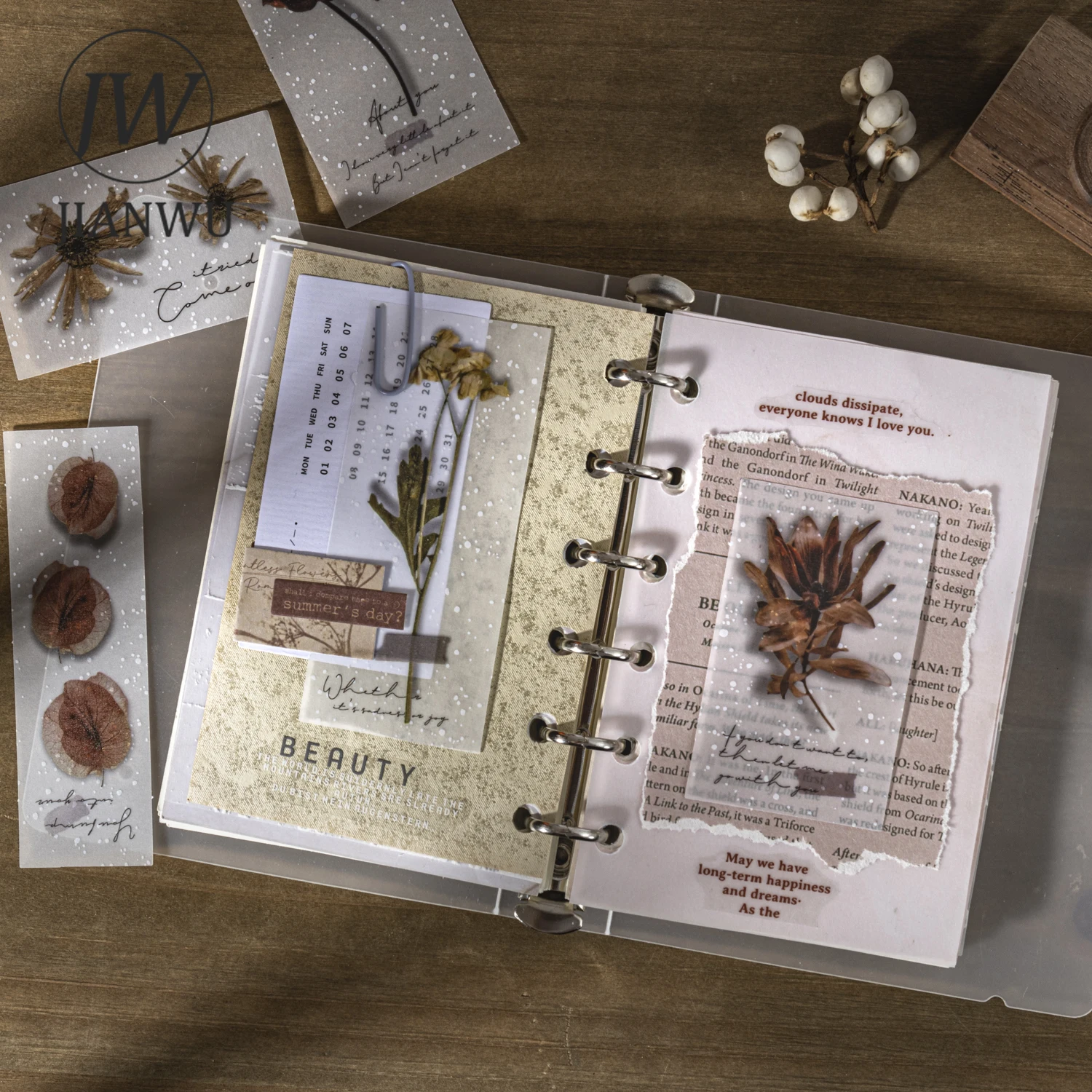 JIANWUFlower Also Gentle Series Vintage Pflanze Blumen Landschaft Collage Scrapbook Material Papier Kreatives Junk Journal Briefpapier