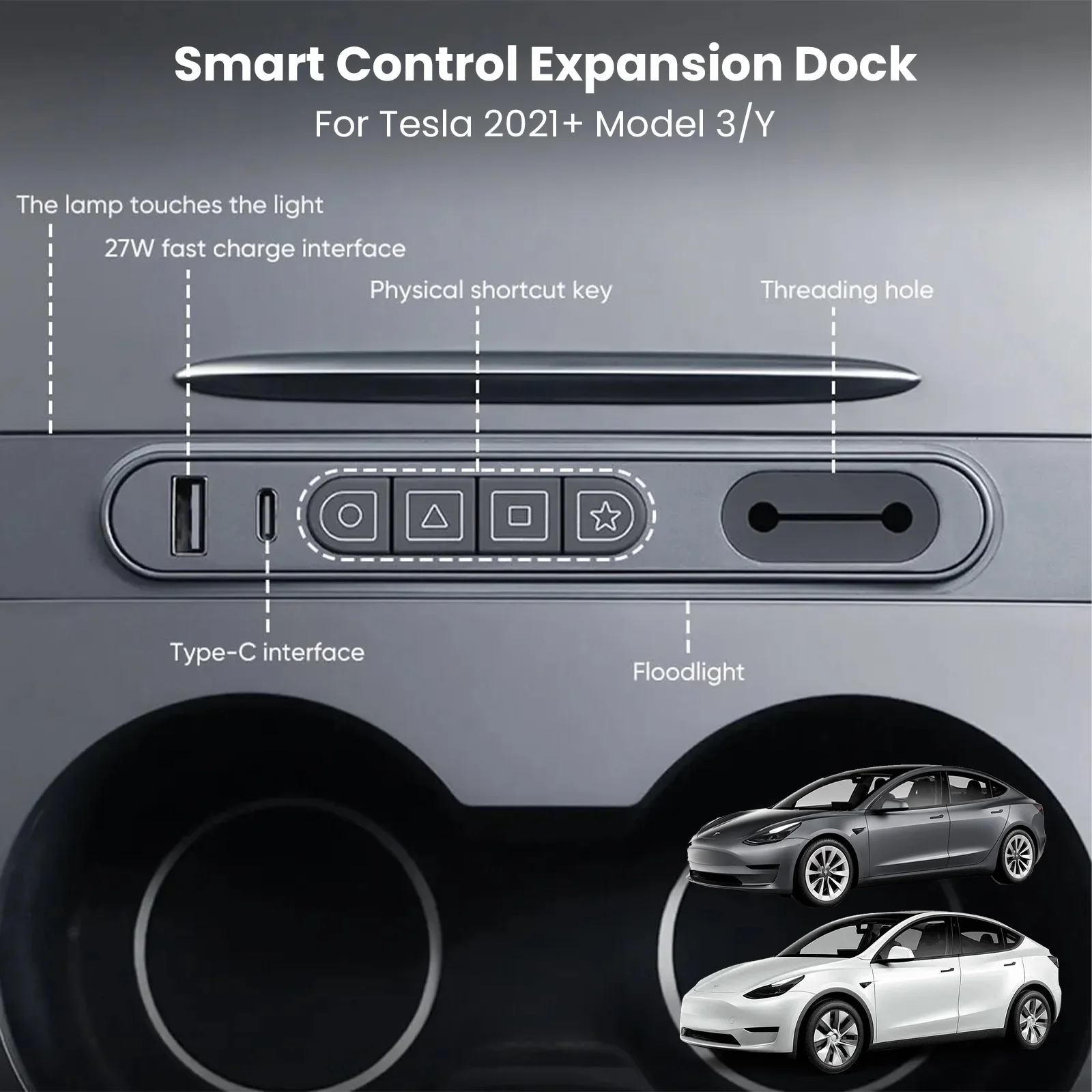 TSLAccessories Docking Station for Tesla Model 3 Y 2021+ Smart Central Control Fast Charging Shunt Expansion Dock Auto Parts