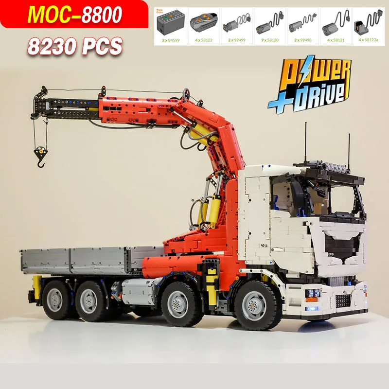 MOC-8800 Beliebter ferngesteuerter Kran-LKW-Baustein-Modellbausatz 8230, Teile, Maschinenbau, allgemeines Konstruktionsspielzeug
