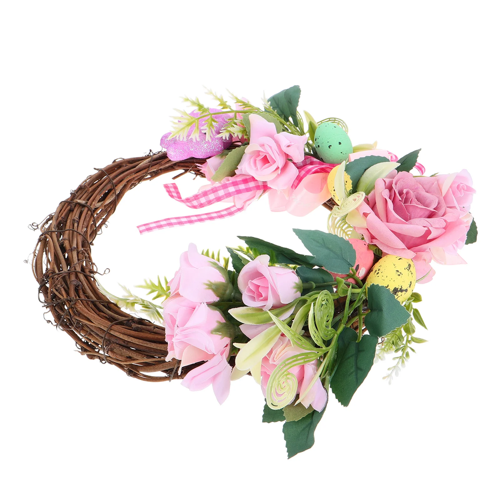

Artificial Easter Wreath Front Door Spring Floral Garland Simulation Eggs Living Room Decor Simulation Eggs Wreath