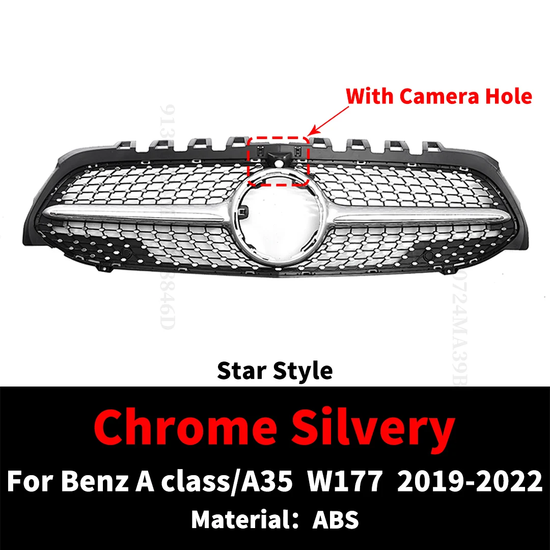 Sport Voorbumper Grille Inlaat Grill Radiator Grid Tuning Voor 2019-2022 Mercedes Benz A-klasse of A35 W177 GT Diamond Stijl