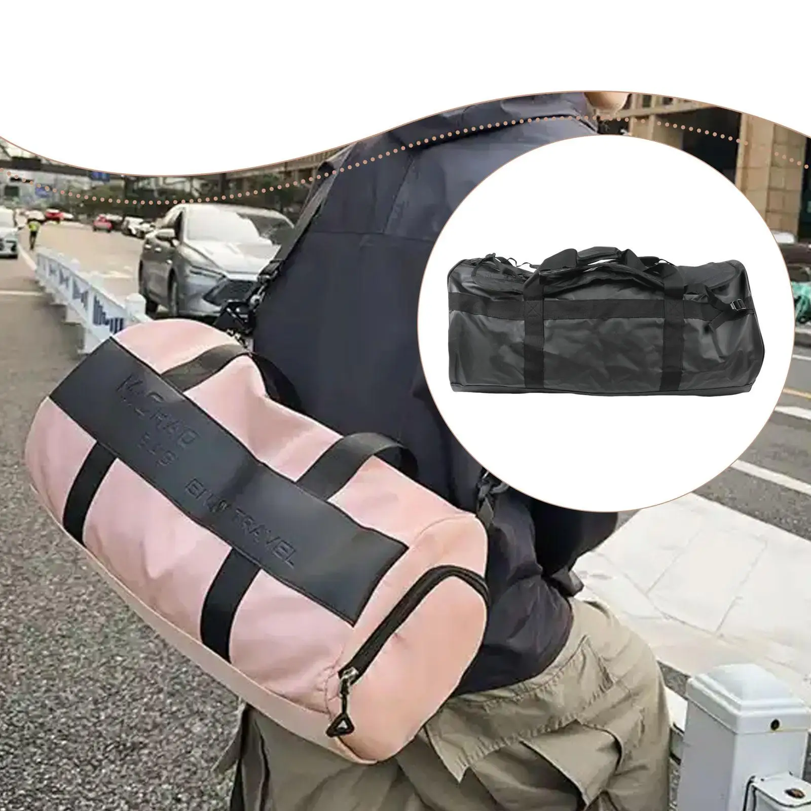 

Fitness Gym Duffel Bag Wide Shoulder Strap Waterproof PVC Mesh Large Capacity Bag for Women Sports Camping