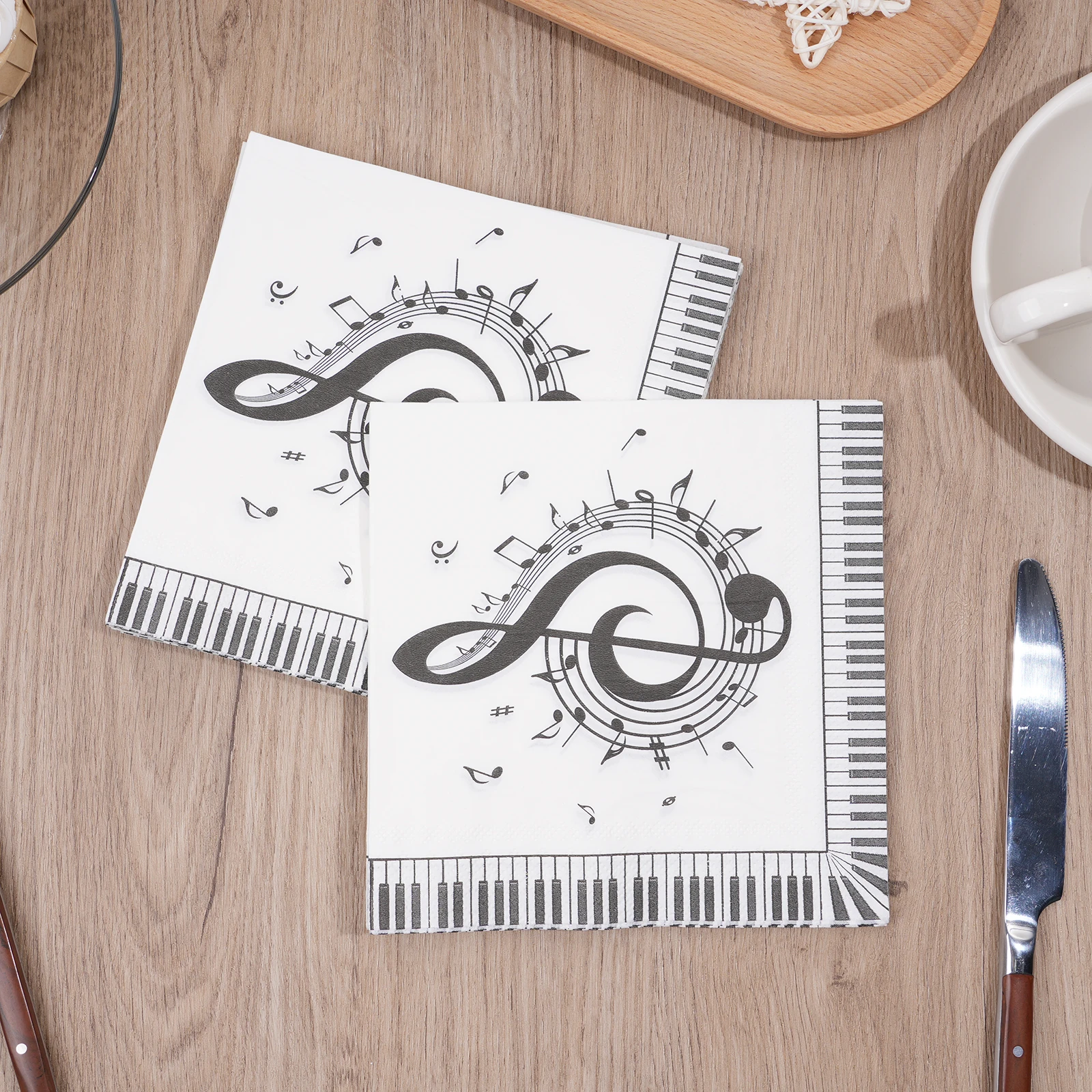 Piano Music Party Disposable Cutlery Sets Musical Note Kids Birthday Tableware Plates Cups Paper Napkins Baby Shower Party Decor