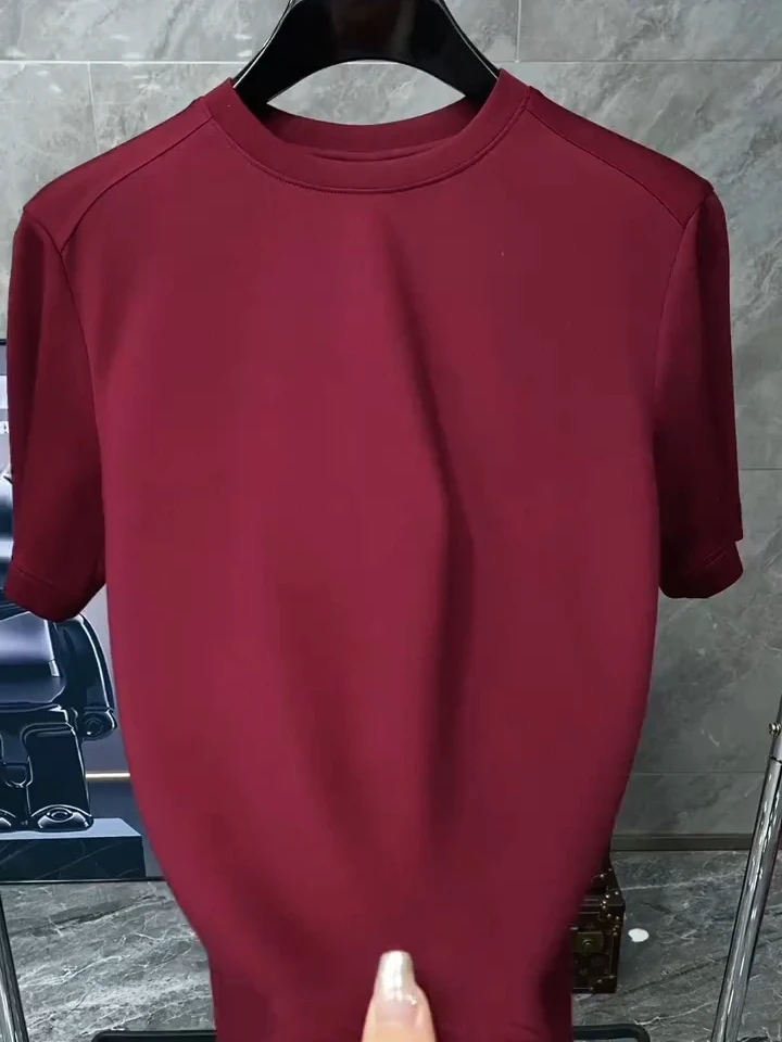 

Мужская трикотажная футболка с коротким рукавом для весны и осени, базовый слой, повседневная, высококачественная, модная, стильная, приталенная, для молодежи