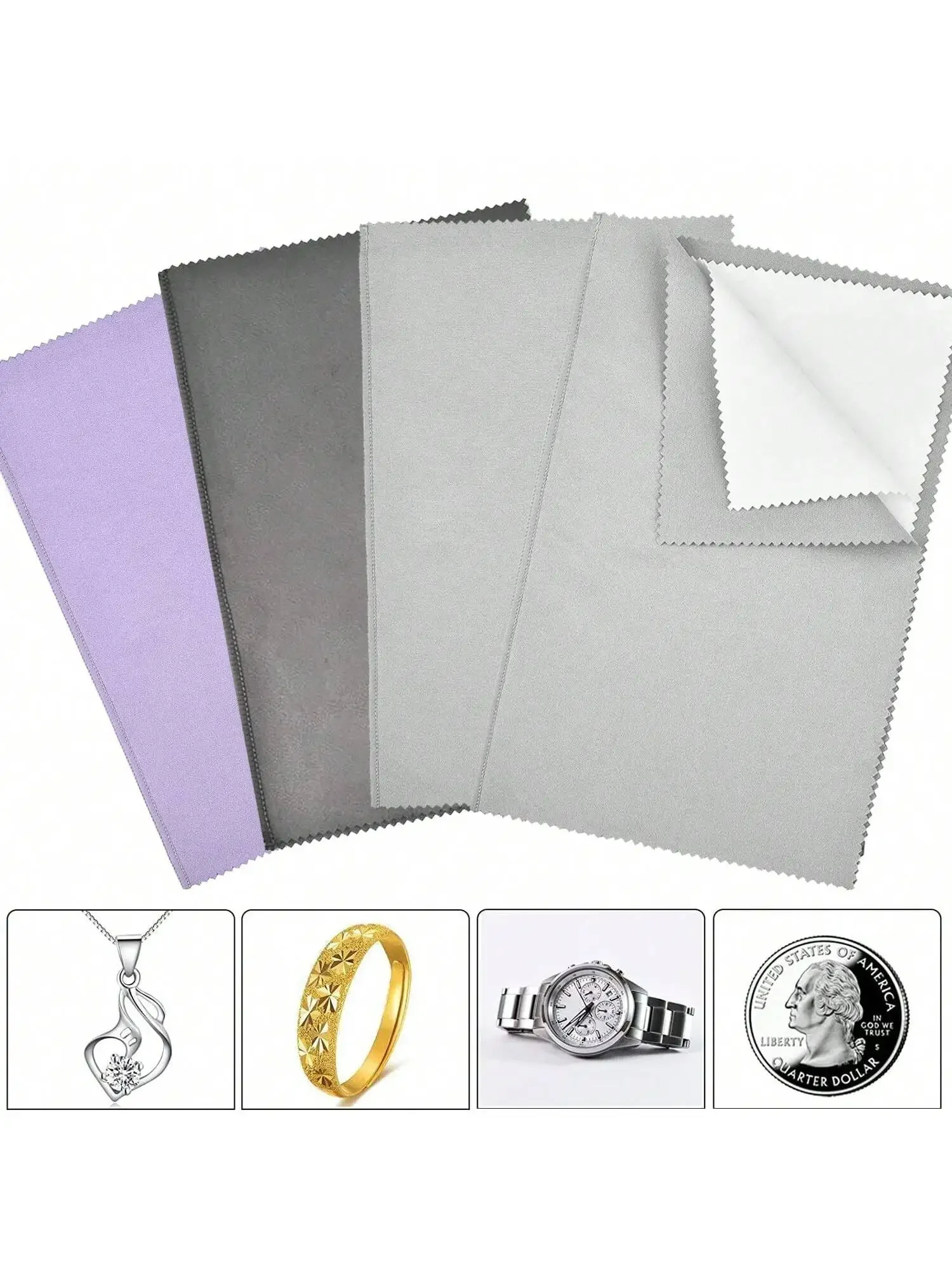 Multi-Layer Jewelry Polishing Cleaning Cloth Large 9.48X6.3In  For Sterling Silver Gold Diamond Platinum Precious Stones Coins