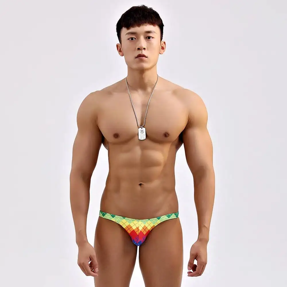 Men's triangle sexy low waisted white swimming narrow edge beach hot spring swim pants 2425
