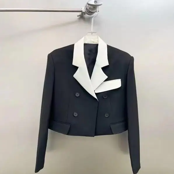 

Bla White Color Blo ort Jaet Suit Women's Double Breasted Top Coat Spring 2026 Commute Sle Polyester Fiber