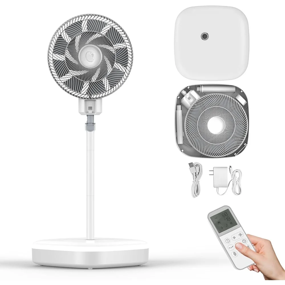 

12.8" Standing Fan, Collapsible Fans with Remote Controller, Negative Ion DC Motor Stand Up Fan, 36 Speeds 12H Timer Fans