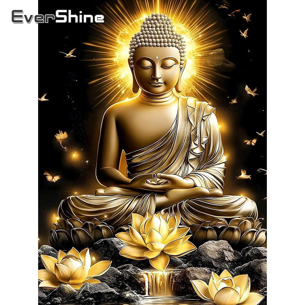 Evershine Diamond Embroidery Buddha Picture Rhinestones Painting Religion Full Drill DIY Craft Mosaic Lotus Wall Art