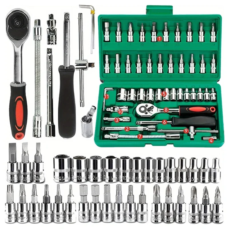 

46pcs Car Repair Tool 1/4-Inch Socket Set For Harley-Davidson PAN AMERICA 1250 S PA1250 Sportster S 1250 RH1250 S 2021 2022