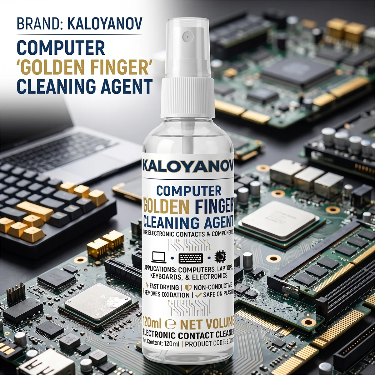 Fast-Drying Electronic Contact Cleaner Spray Non-Conductive Circuit Board Cleaning Agent for PC Laptop & Gaming Consoles