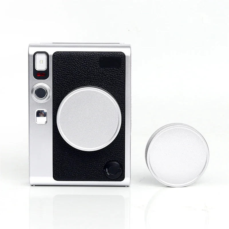 Tutup pelindung lensa depan logam, untuk Instax Mini EVO tutup lensa kamera, penutup pelindung tahan debu warna perak