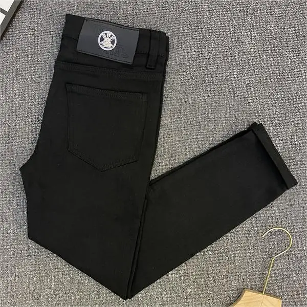 Classic White Cotton Solid Jeans Men's Slim-Fit Small Feet Casual Korean Trendy Versatile Black White Boyfriend Skinny Pants