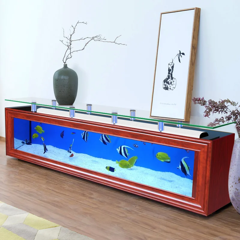 Large Custom Glass Clear Luxury Aquarium Tank Fish For Home big Fish tank of TV cabinet Goldfish tank landscaping customization