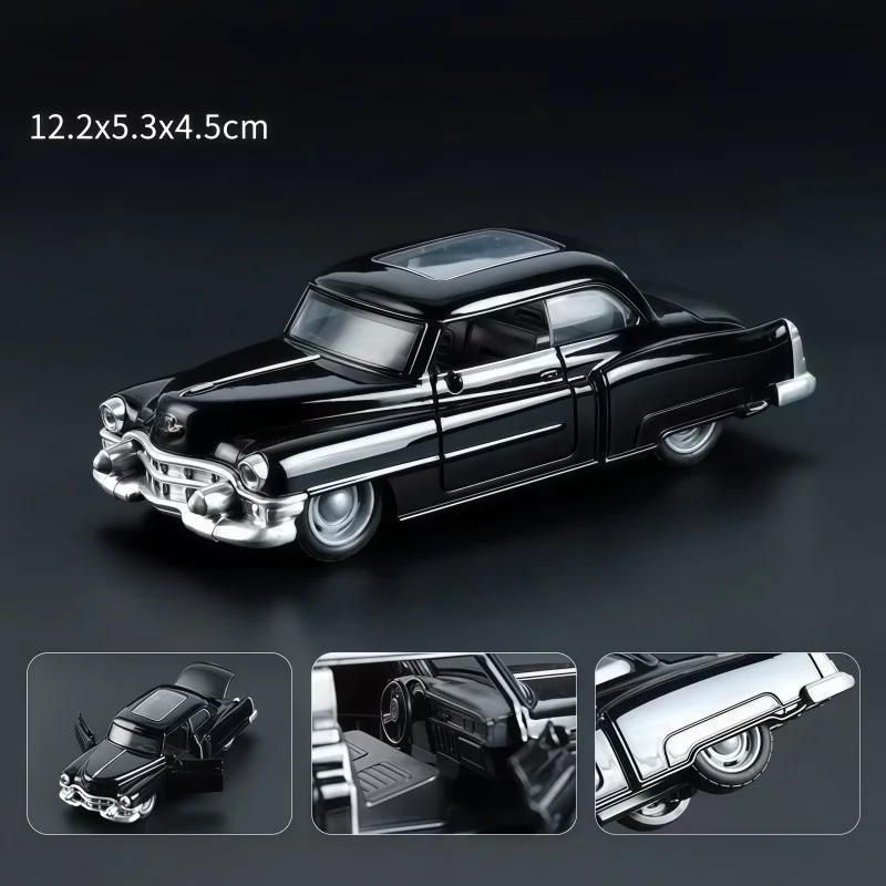1/36 Scale 3-Door Pull-Back Car Model from the Series 2, Die-Cast Metal, Vintage-Style Car, with Three Doors That Can Be Opened.