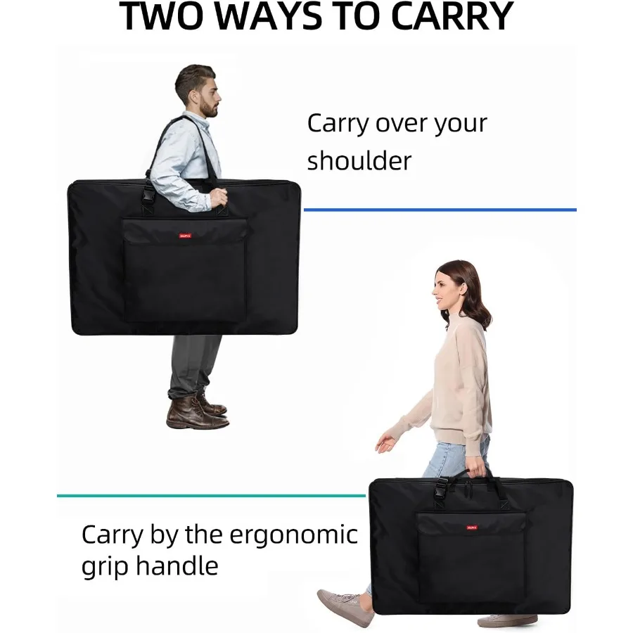 Borsa portfolio artistico in nylon impermeabile da 24 x 36 pollici con design laterale morbido e tracolla regolabile per un trasporto sicuro di Ske