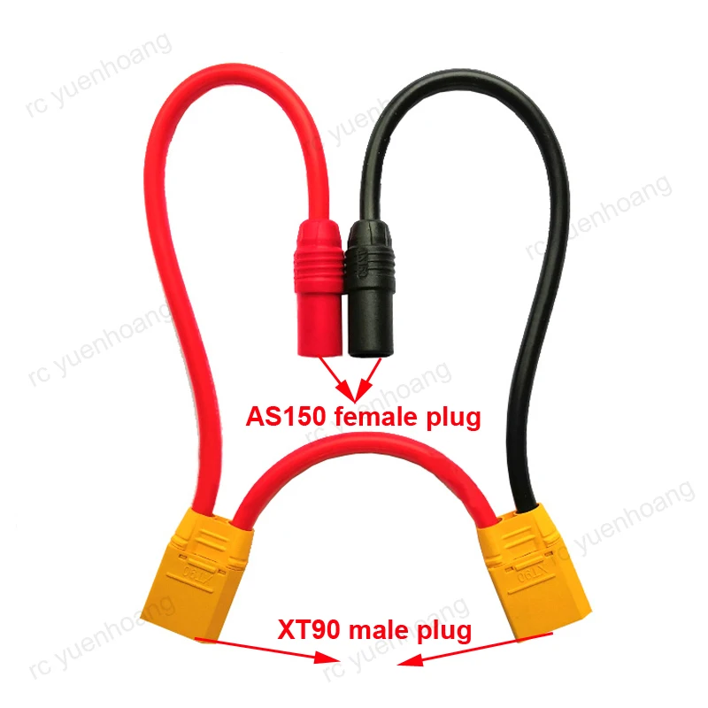 1PCS Amass XT90 Male Plug to AS150 Female Connector Serial Line Adapter Cable 10AWG Silicone Wire DIY for RC Aircraft Drone