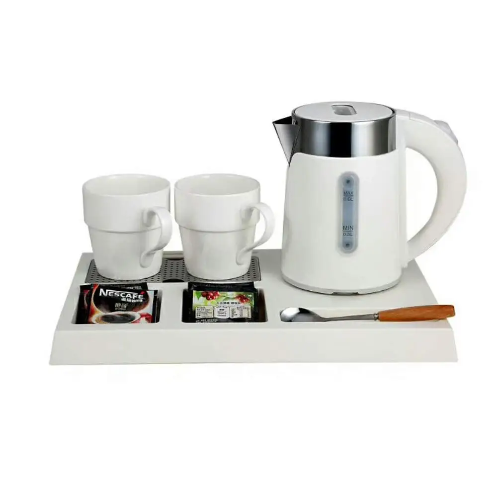 for Sachikoo 0.6L Small Capacity Hotel Melamine Tray Electric Kettle and Teapot Set