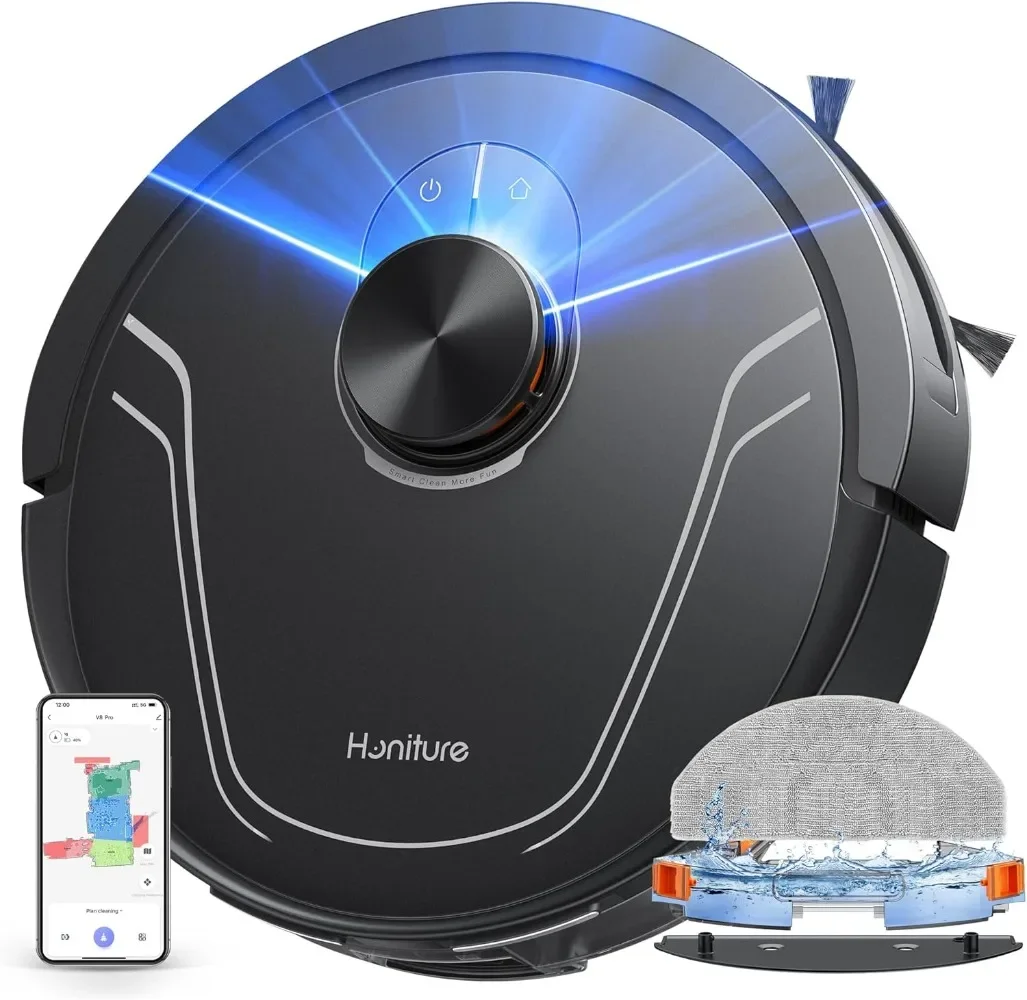 Robot Vacuum and Mop Combo Robot Vacuum Cleaner with 5000Pa Max Suction,Laser Navigator Robotic Vacuums with 180 Mins Run Time