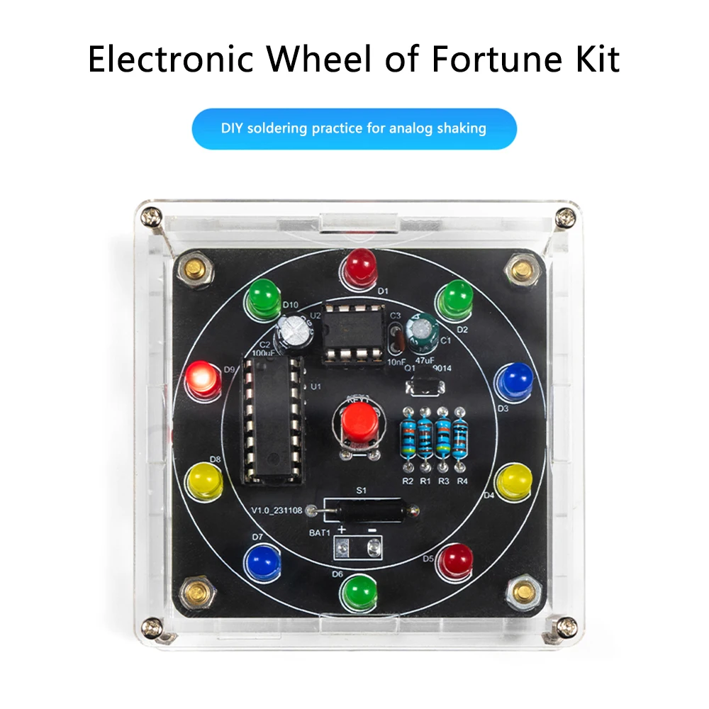 DIY Manufacturing Kit for Electronic Lucky Turntable Loose Parts Shake and Shake LED Flowing Light Lottery Electronic Assembly