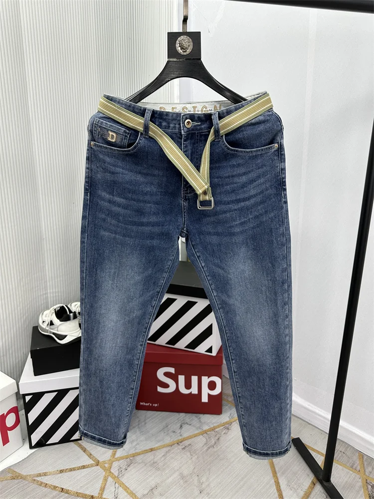 

Мужские джинсы Slim Fit: легкие, дышащие, с поясом, модные, укороченные (до щиколотки), удобные, эластичные, базовые, универсальные, повседневные