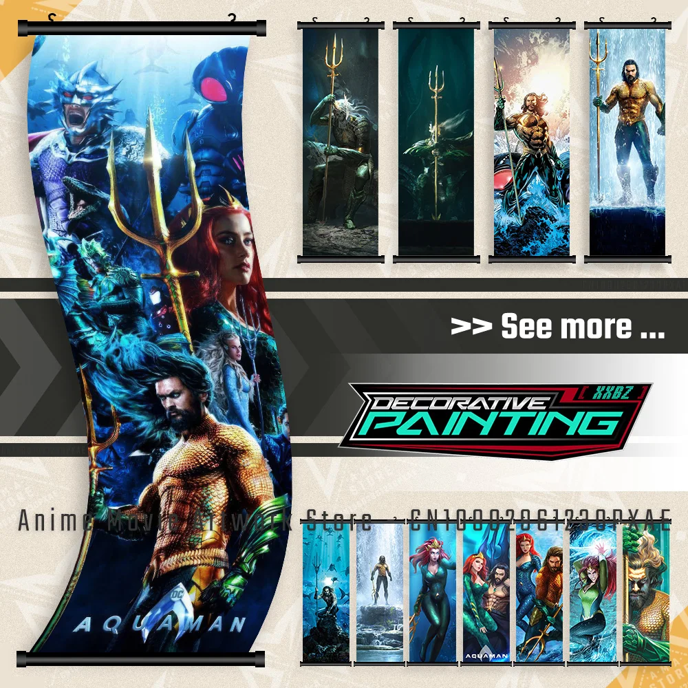 

Justice League Aquaman Home Decoration Canvas Scrolls Pictures Movie Poster Print Wall Art Hanging Painting Bedside Background