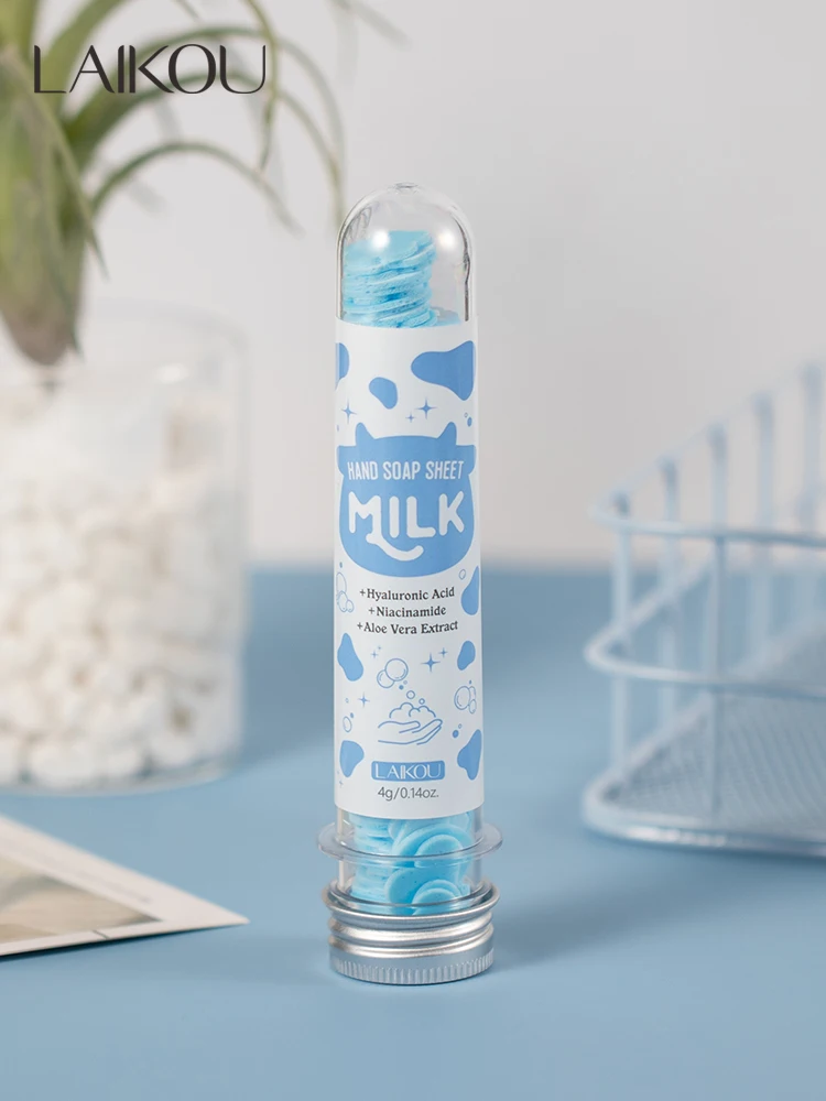 LAIKOU Milk Hand Soap Sheet 4g Disposable Portable Travel Friendly Gentle Cleansing Hydrating Hand Soap Paper