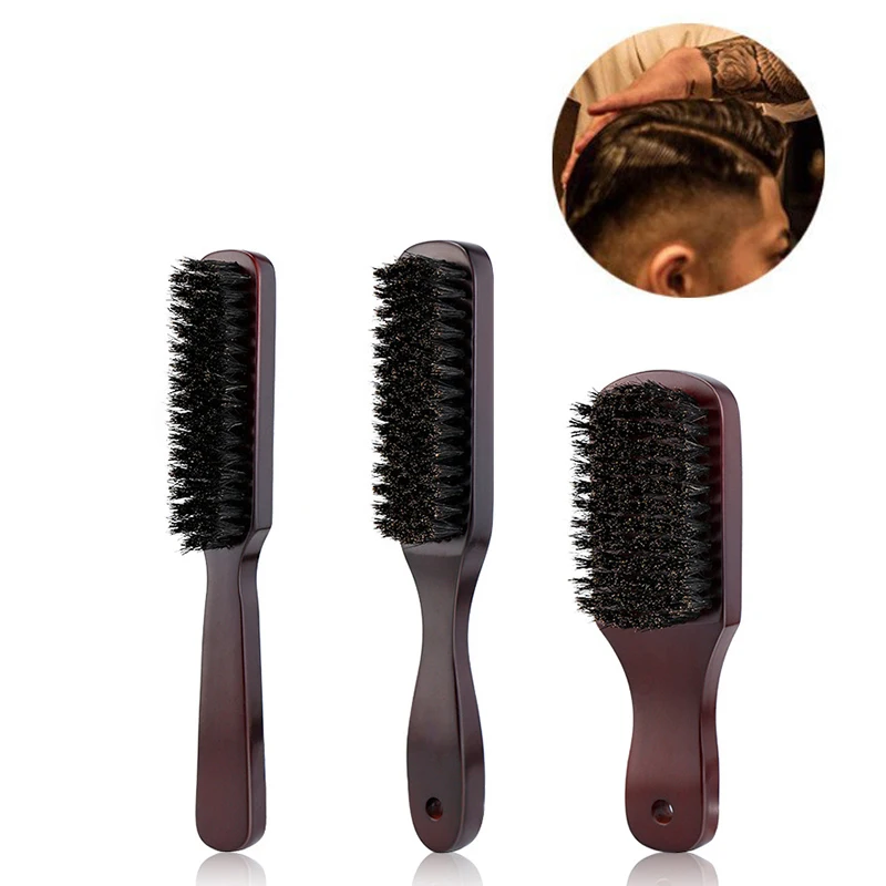 Javali Barba de Cerdas com Cabo de Madeira para Homens, Bigode Escova de Limpeza, Cabeleireiro, Anti Estático Barbeiro, Hair Styling Comb, Ferramenta de Barbear