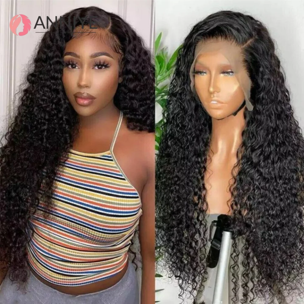 

13x4 Волнистые кружевные фронтальные парики Предварительно сорванные парики из человеческих волос 4x4 Парики с волнами воды Бразильские парики Remy для чернокожих женщин ANNIYE