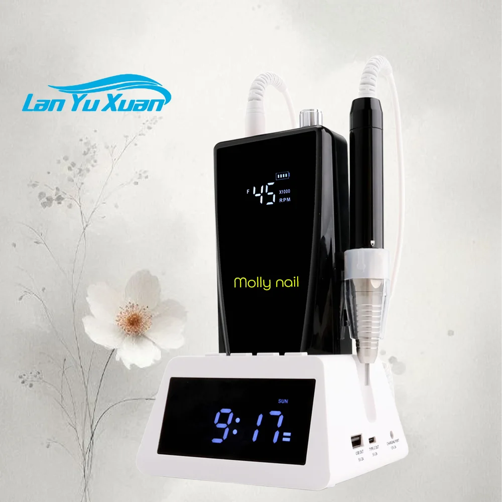 

45000rpm Rechargeable Nail Drill Machine 85W Professional Cordless Electronic Nail Drill Wireless With Brushless Handle Piece