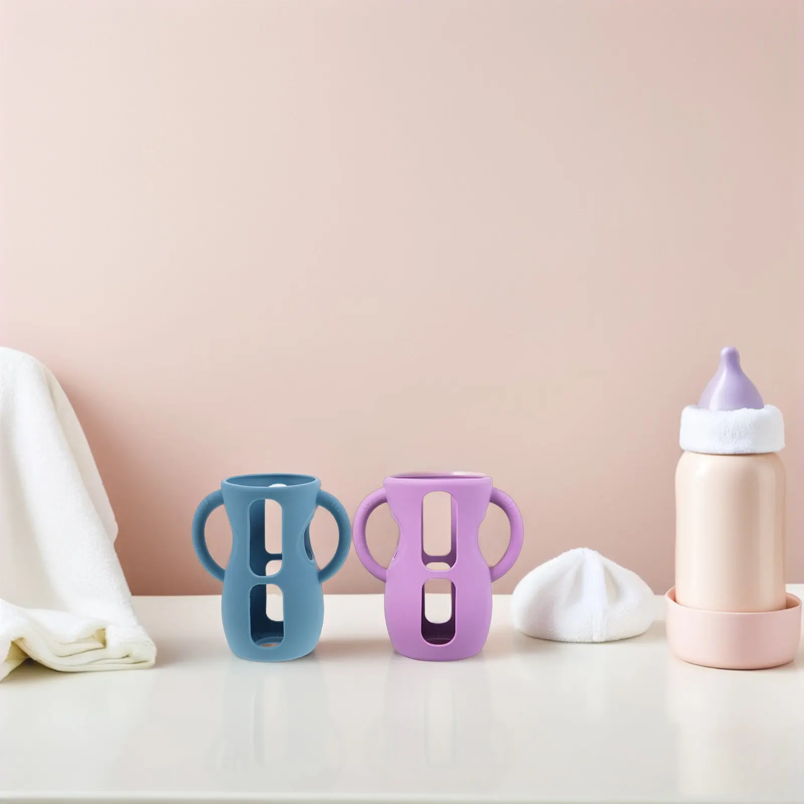 3Pcs Silicone Baby Bottle Sleeves Anti Breakage Sleeve Protector Handles Compatible 240Ml Infant Bottle Cover