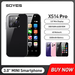 Мини-смартфоны SOYES XS14 Pro 4G LTE 3 ГБ + 64 ГБ Android 9,0 четырехъядерный процессор 3,0 дюйма 2600 мАч аккумулятор Face ID Type-C небольшой мобильный телефон