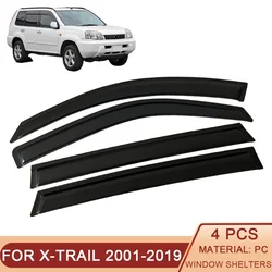 For Nissan X-Trail T32 T31 T30 2001-2019 Side Window Wind Deflectors Visors Black Rain Guard Door Visor Vent Shades Ventvisor