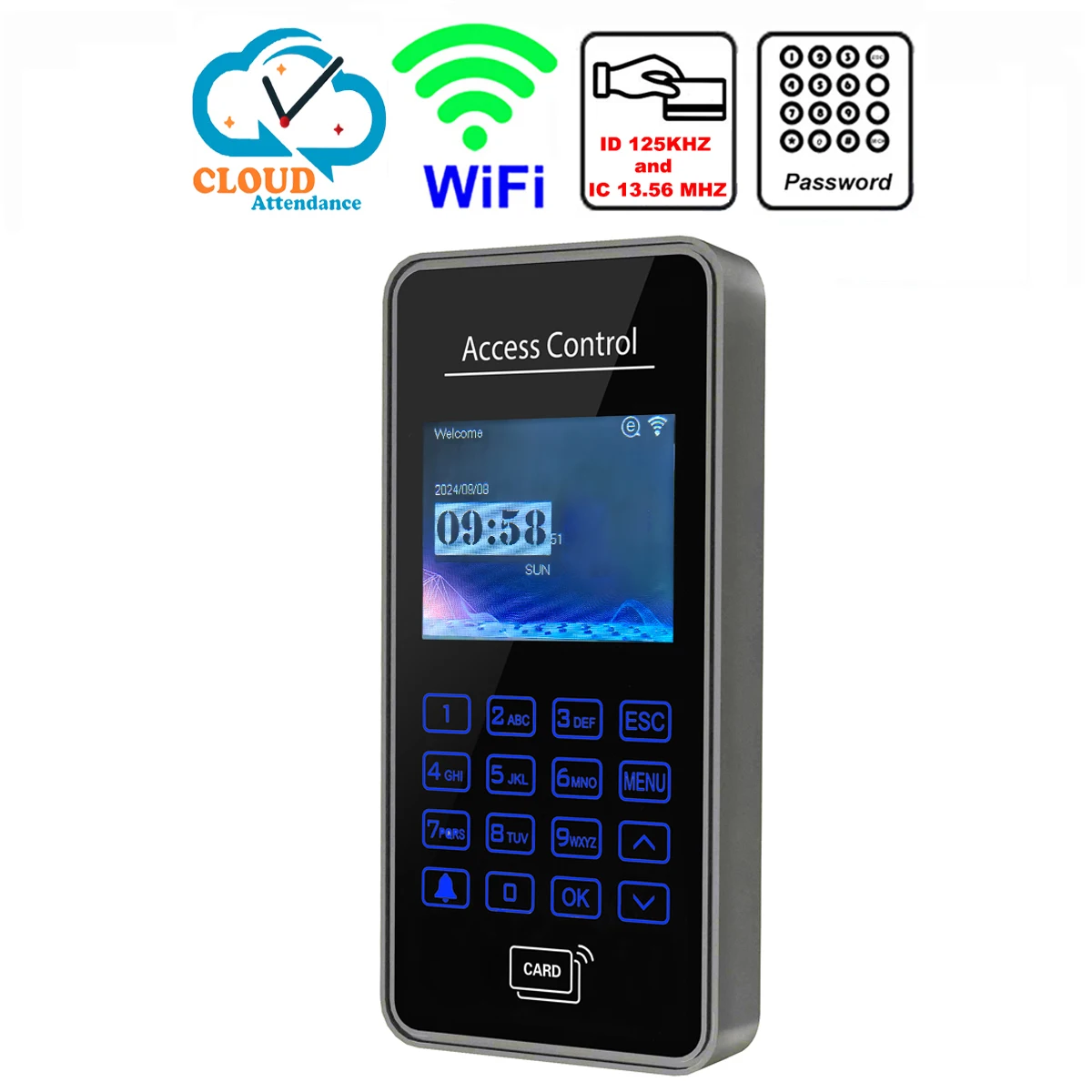 Free Cloud WiFi Proximity Card Time Attendance System Employee workforce RFID 125khz IC 13.56mhz Time Clock Management Solution