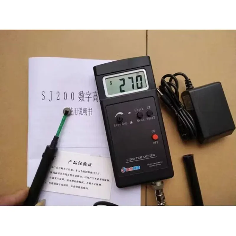 For SJ200 Digital Gauss Meter Static Magnetic Field Tester 0-200Mt-2000mT with Adapter 0.1mT