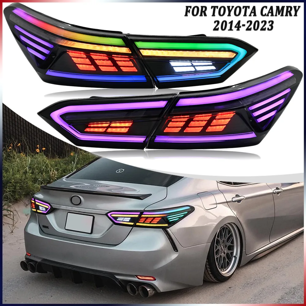

1Set RGB LED Turn Signal Tail Lights For Toyota Camry 8th Gen 2018-2024 Rear Brake Lamps Assembly Plug and Play