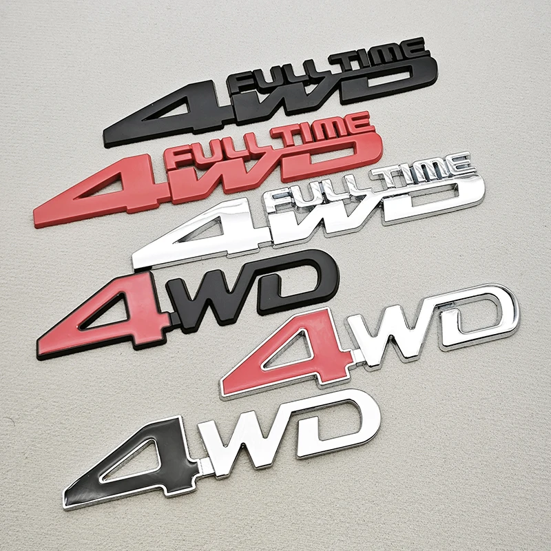 3D Metal Car Sticker 4WD FULLTIME 4WD Logo Fender Side Badge Rear Trunk Emblem Decals Decorative Tag Auto Accessories