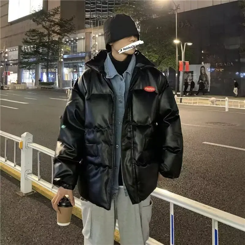 

Мужская куртка из искусственной кожи и хлопка в стиле пэчворк с джинсовыми вставками, оригинальный дизайн, трендовая, простая, в японском стиле, для повседневной носки...