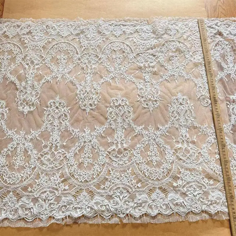 3M Breite 70CM Handgefertigter Seil-Stickerei-Spitzenstoff, Hochwertige Kleider, Hochzeitskleider, Brautkleidungszubehör Stoffe zum Nähen – Detail 7