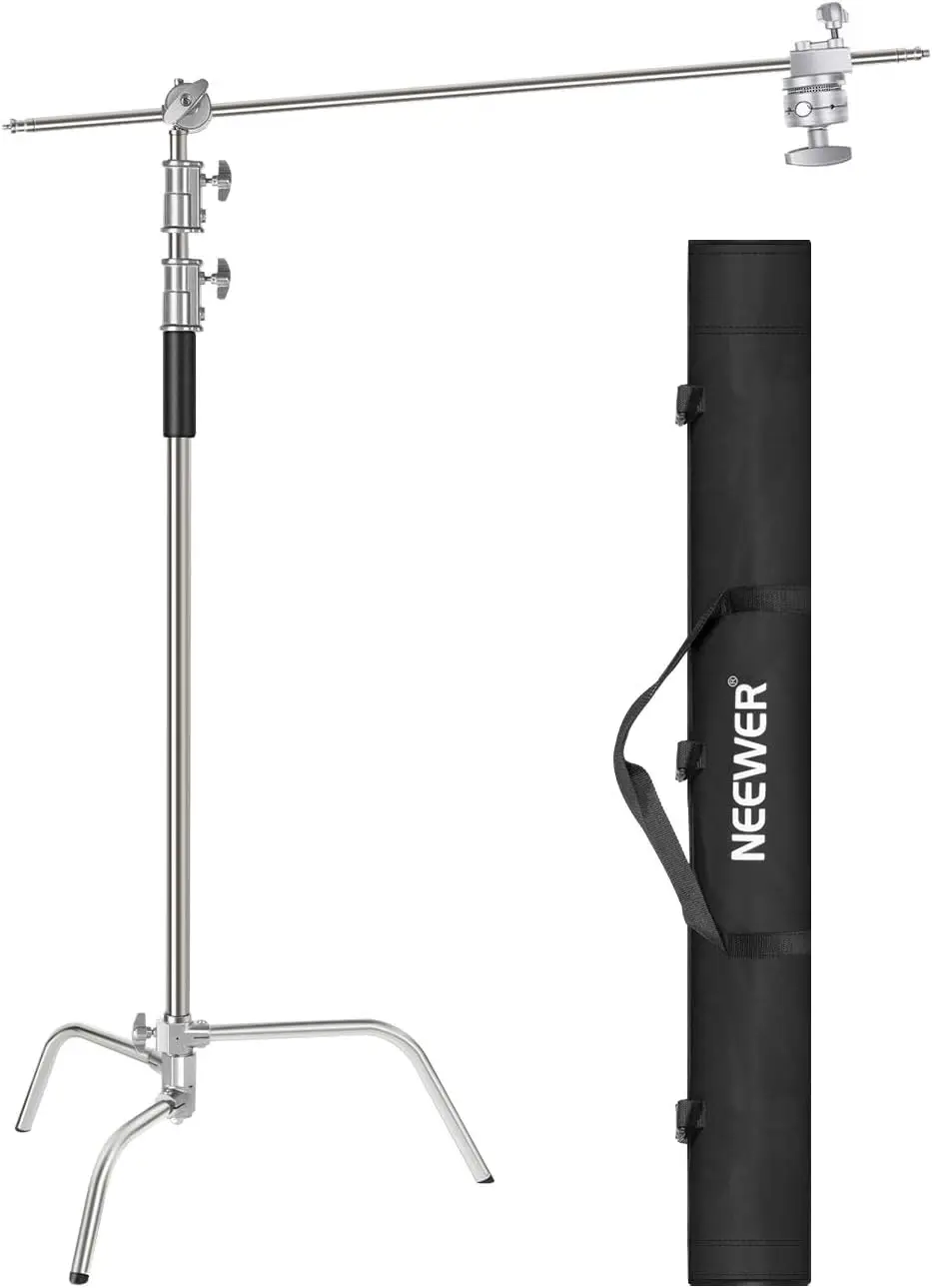 

Adjustable C-Stand Light Stand with Boom Arm, Grip Heads & Bag for Photography Studio Equipment