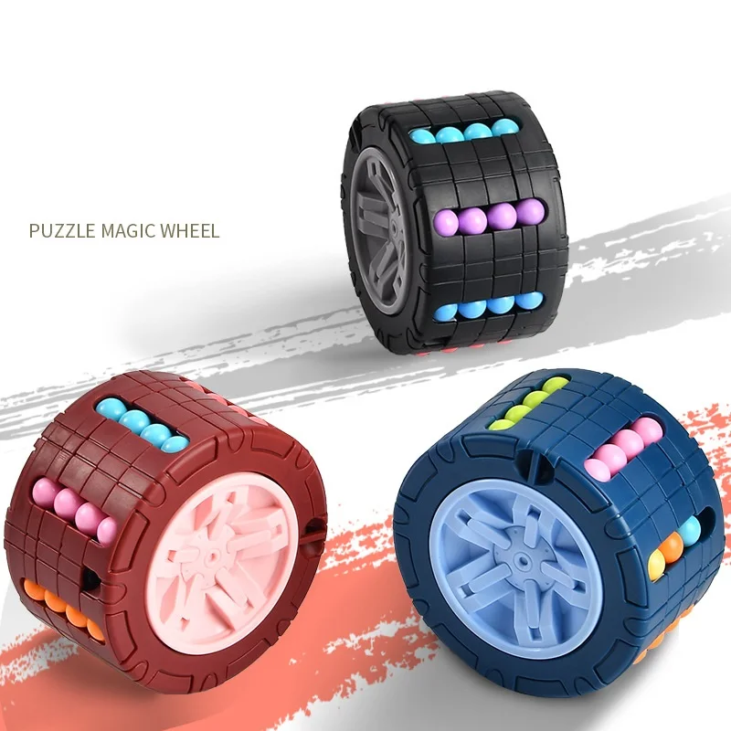 Rotating Magic Bean Puzzle Toy Brain Teaser Fidget Wheel for Kids Educational Montessori Training Gyro for Logic Development