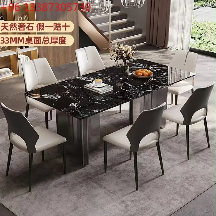 

Natural luxury stone dining table home high-end platinum diamond luxury stone dining table