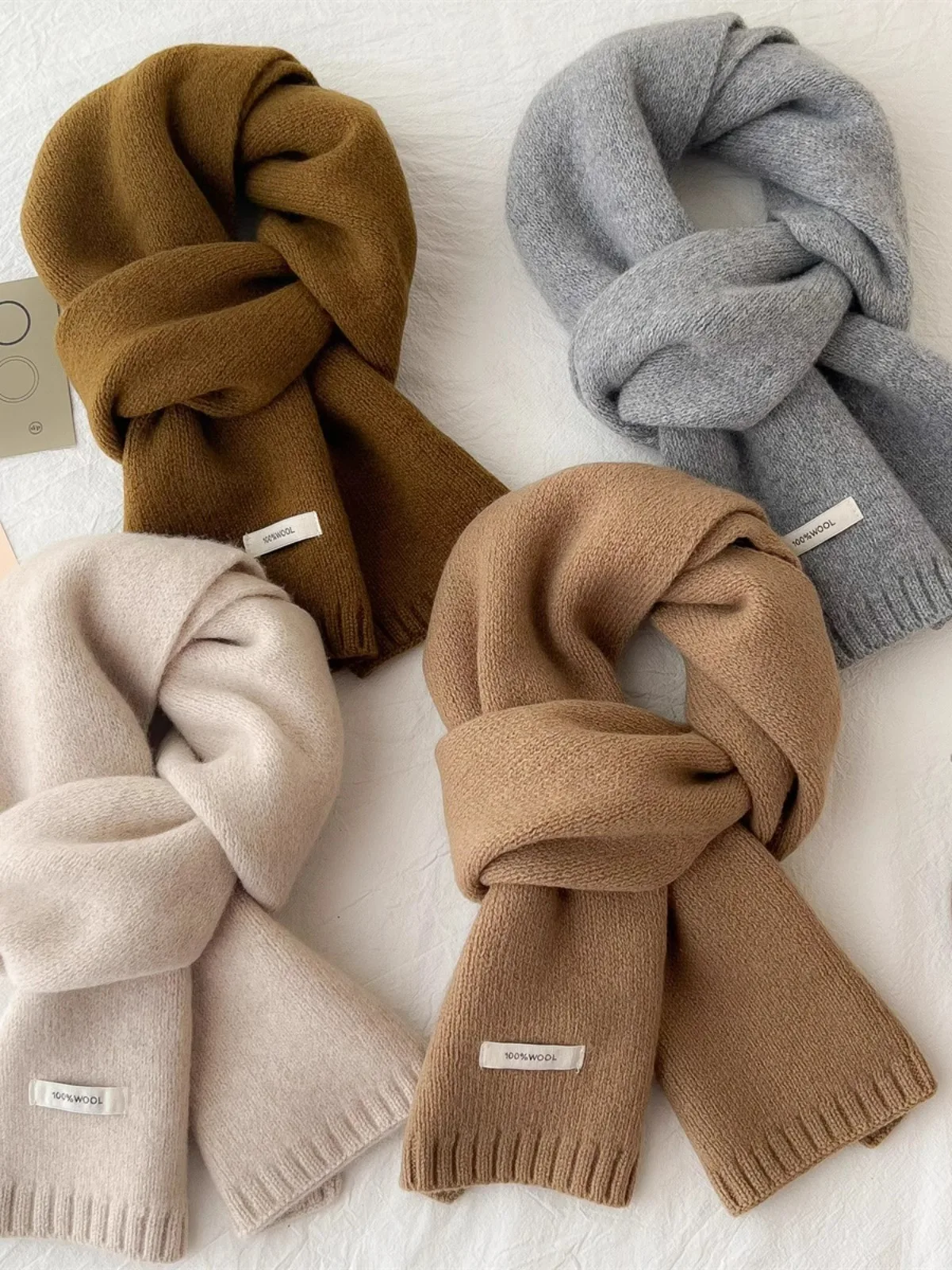 

00% Camere Knitted Scarf Pure Wool Warmth for Men And Women New 2024 Versatile Sli Winter Accory Korean Sle Long ...